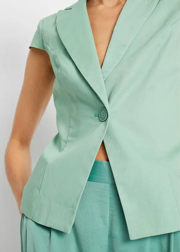 Blazer à manches courtes en satin de coton, bonprix