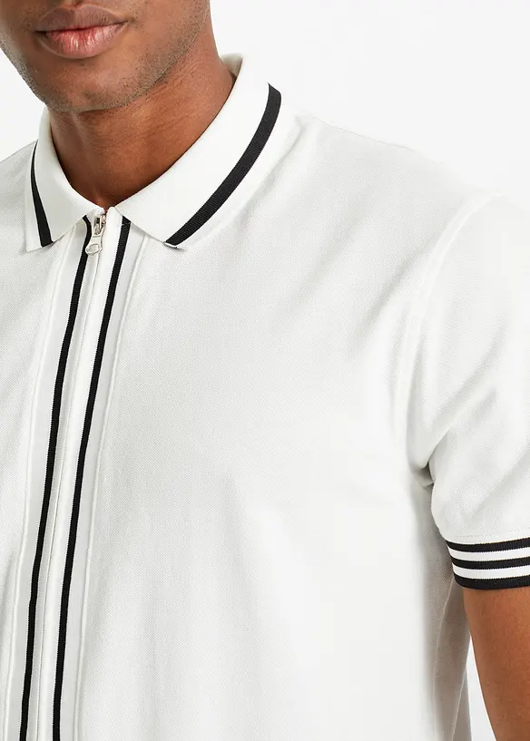 Polo zippé en maille piquée 100% coton, bonprix