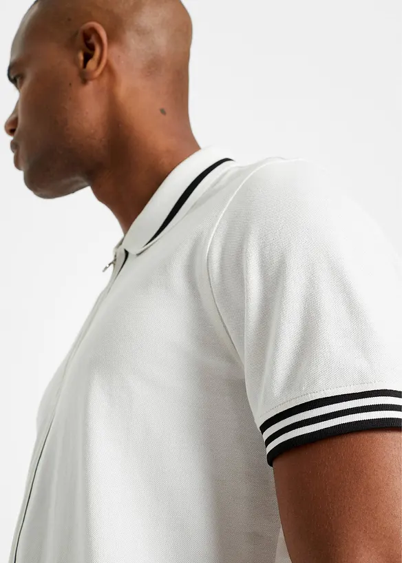 Polo zippé en maille piquée 100% coton, bonprix