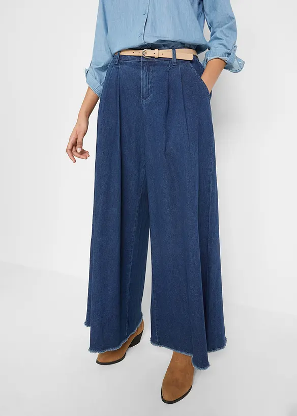 Jupe-culotte ample en jean, bonprix