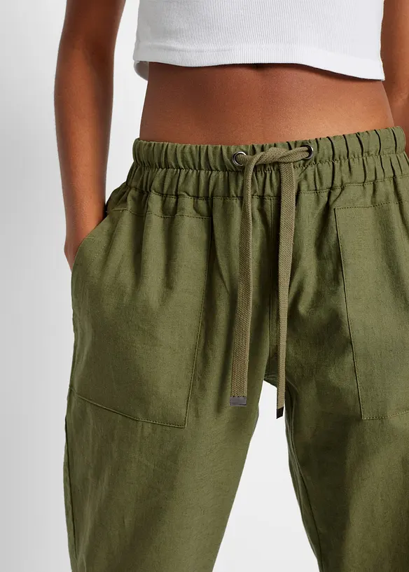 L&eacute;ger pantalon jogger en lin m&eacute;lang&eacute;, bonprix