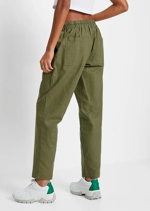 L&eacute;ger pantalon jogger en lin m&eacute;lang&eacute;, bonprix