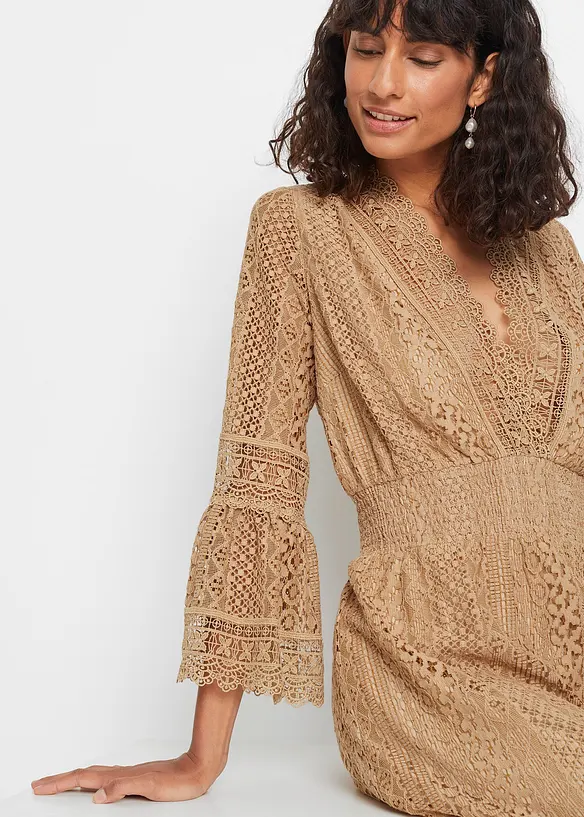 Robe longue aspect crochet, bonprix