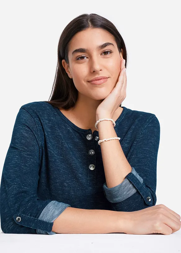 T-shirt manches longues avec patte de boutonnage, bonprix