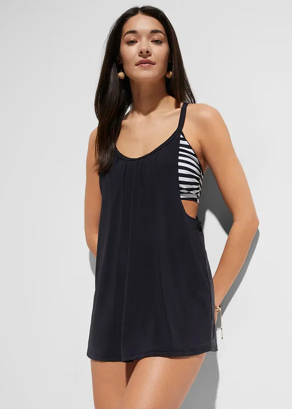 Tankini long (ens. 2 pces) effet superposé, bonprix