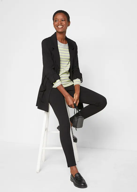 Blazer long en maille Milano de viscose mélangée, bonprix