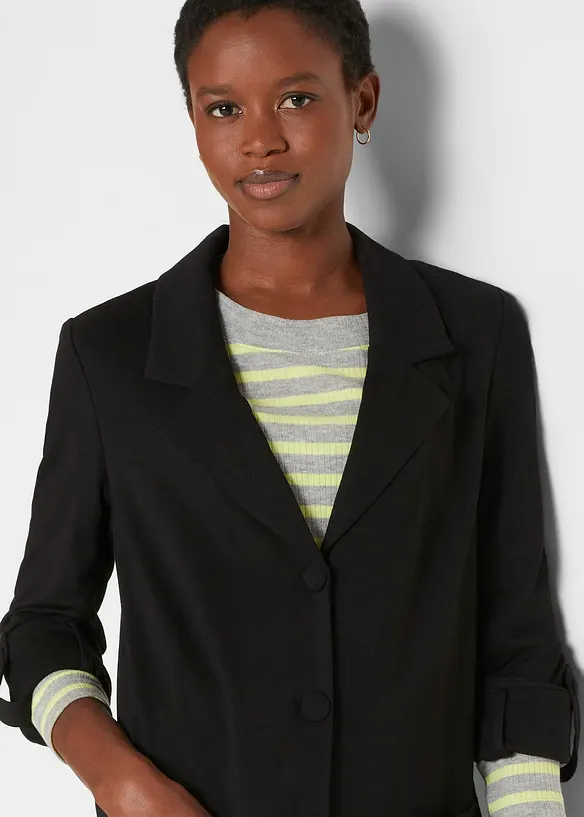 Blazer long en maille Milano de viscose mélangée, bonprix