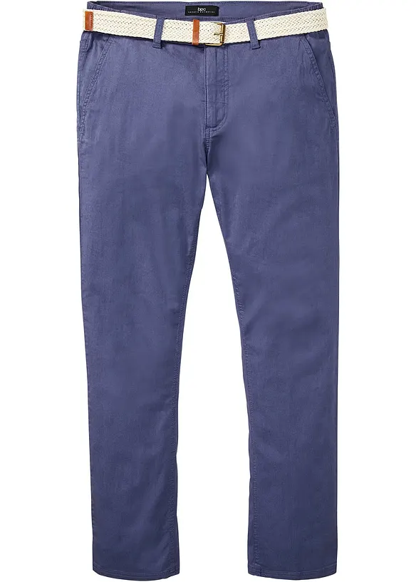 Pantalon chino droit avec taille &eacute;lastique et ceinture, regular, bonprix
