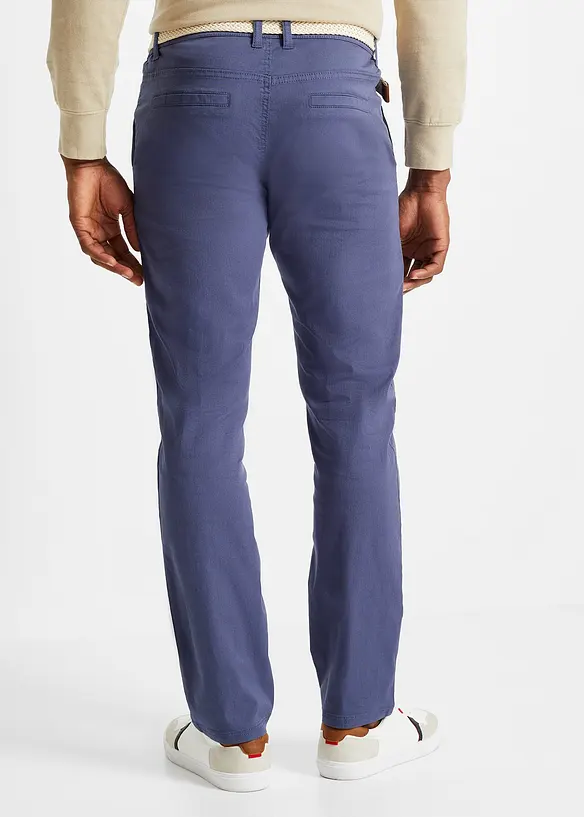 Pantalon chino droit avec taille &eacute;lastique et ceinture, regular, bonprix