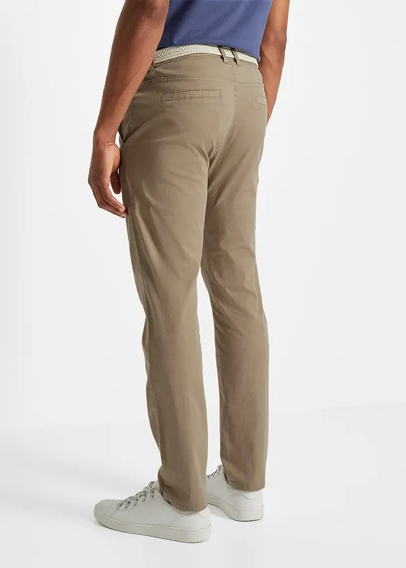 Pantalon chino droit avec taille élastique et ceinture, regular, bonprix