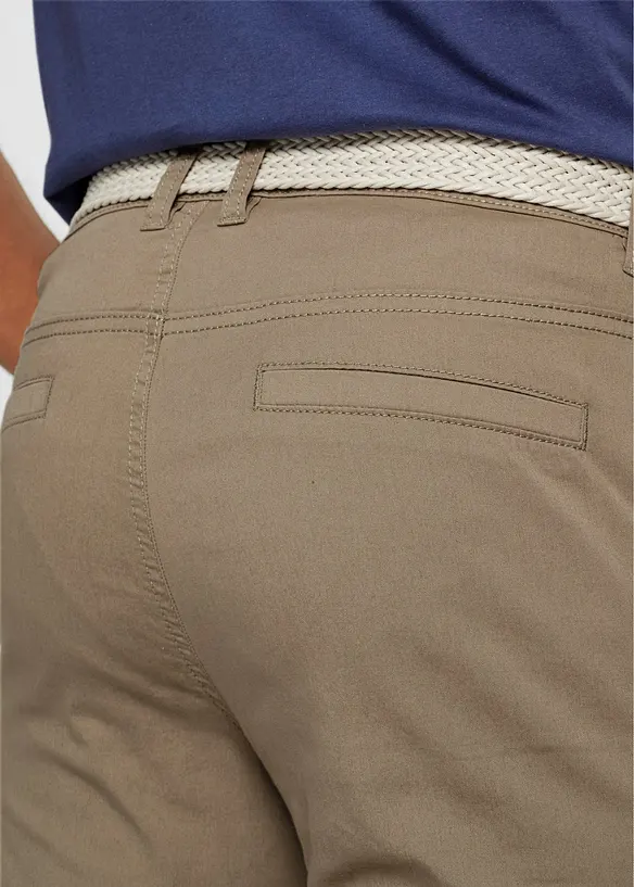 Pantalon chino droit avec taille élastique et ceinture, regular, bonprix