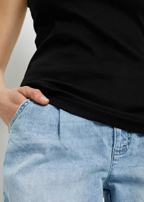 Tops côtelés avec bordure dentelle, bonprix