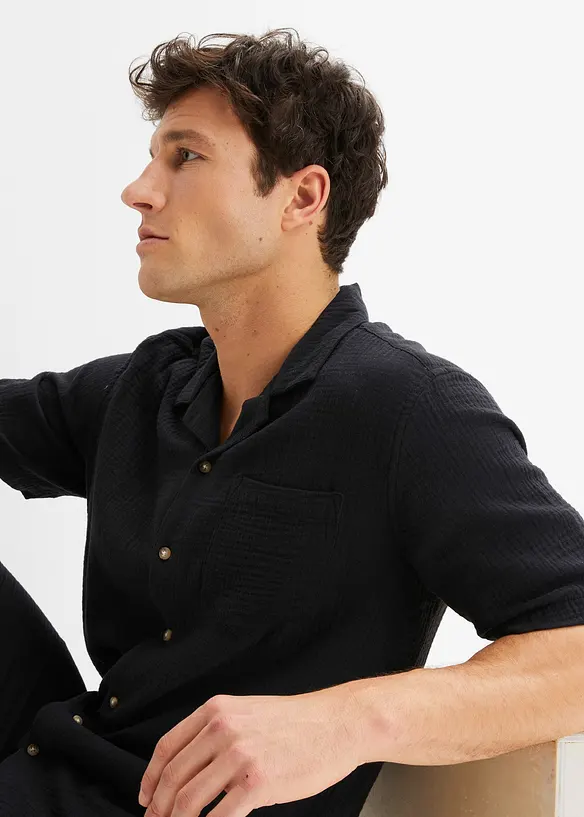 Chemise manches courtes en gaze 100% coton, bonprix