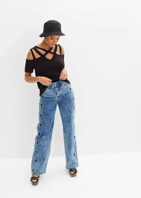 T-shirt à découpes en viscose, bonprix