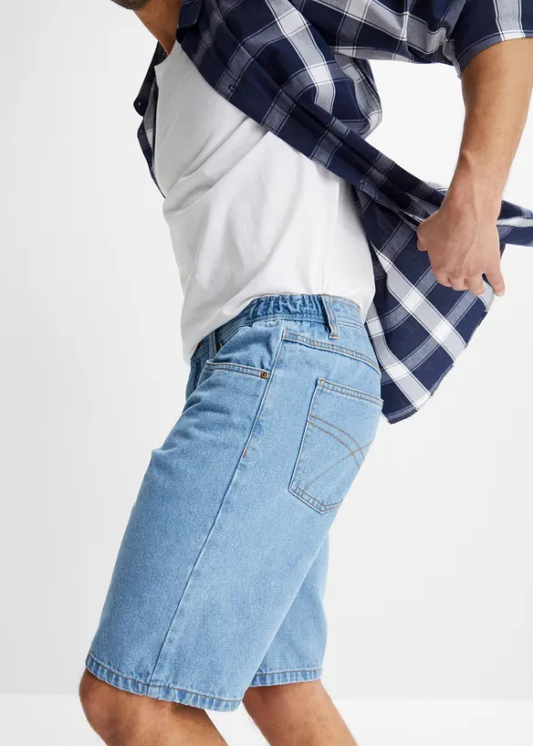 Bermuda classique en jean avec taille &eacute;lastiqu&eacute;e, bonprix