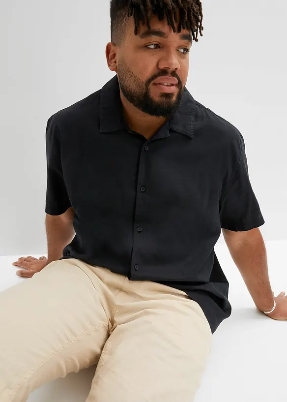 Chemise manches courtes en lin majoritaire, ample, bonprix