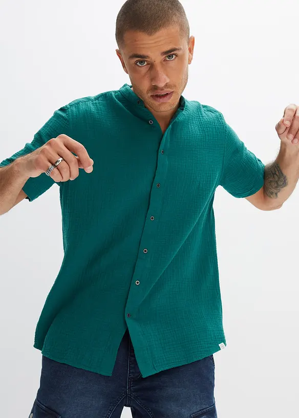 Chemise manches courtes en gaze de coton, bonprix
