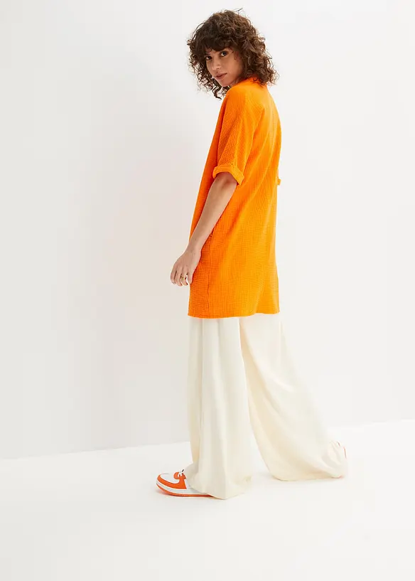 Chemisier long oversize en gaze de coton, bonprix