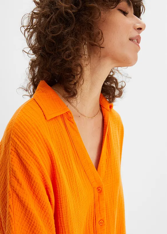 Chemisier long oversize en gaze de coton, bonprix