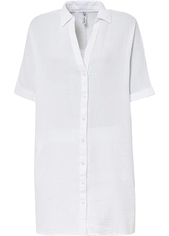 Chemisier long oversize en gaze de coton, bonprix