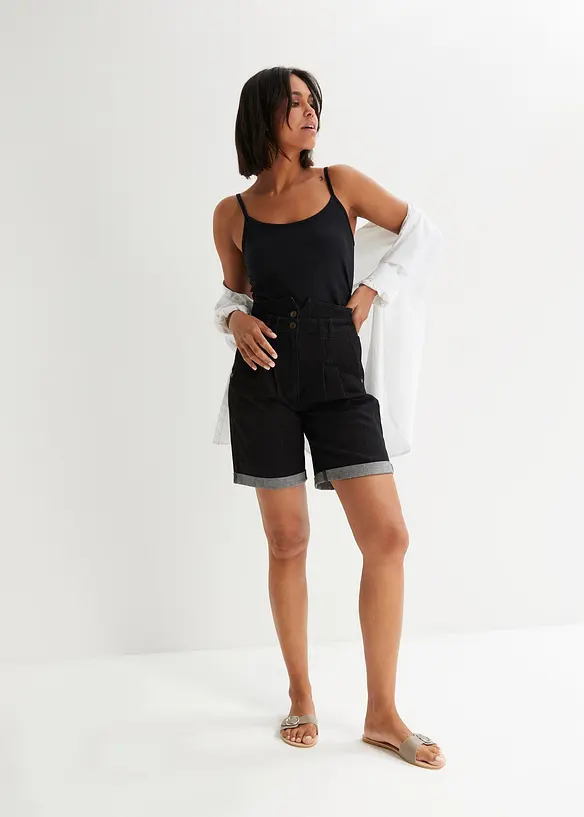 Lot de 2 tops &agrave; fines bretelles 100% coton, bonprix