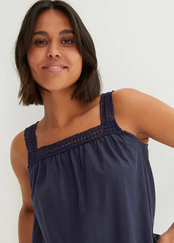 Top ample avec bretelles en dentelle, bonprix