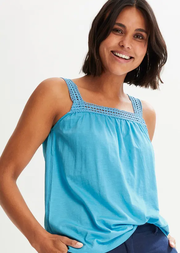 Top ample avec bretelles en dentelle, bonprix