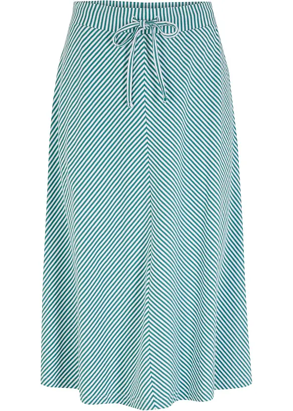 Jupe en jersey &agrave; rayures, longueur genou, bonprix