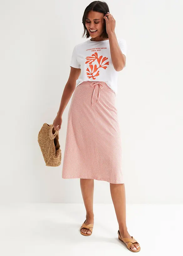 Jupe en jersey à rayures, longueur genou, bonprix