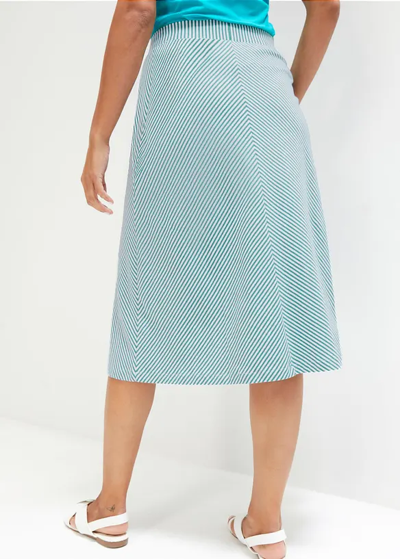 Jupe en jersey &agrave; rayures, longueur genou, bonprix