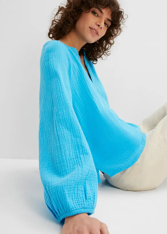 Blouse oversize en gaze de coton, bonprix