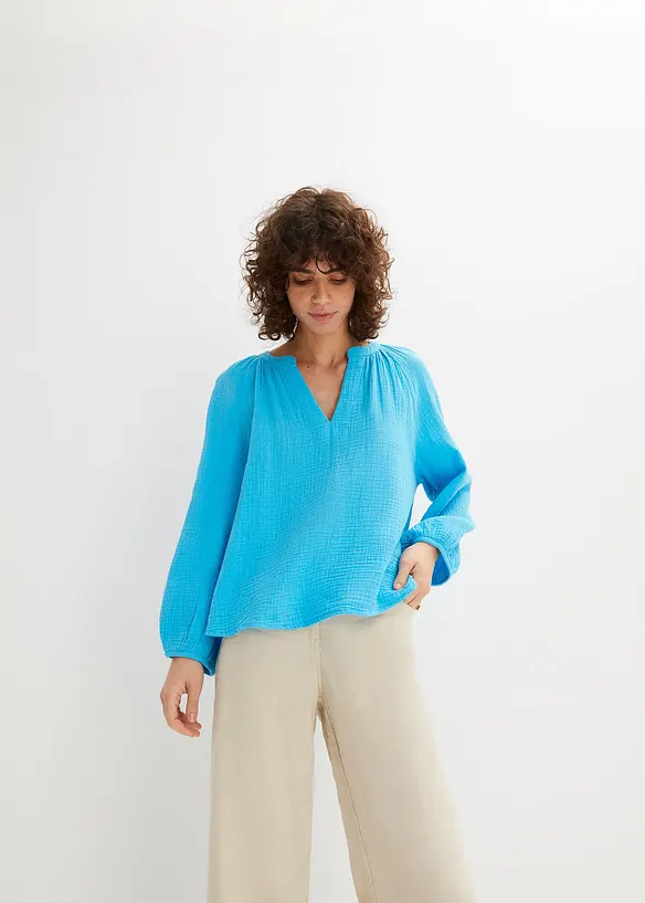 Blouse oversize en gaze de coton, bonprix