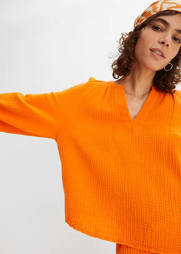 Blouse oversize en gaze de coton, bonprix