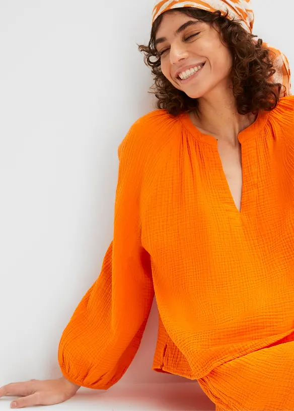 Blouse oversize en gaze de coton, bonprix