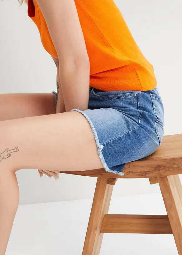 Short en jean, taille mi-haute, extensible, bonprix