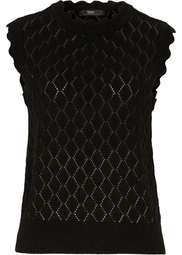 Pull sans manches en maille ajourée, bonprix