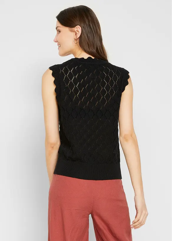 Pull sans manches en maille ajourée, bonprix