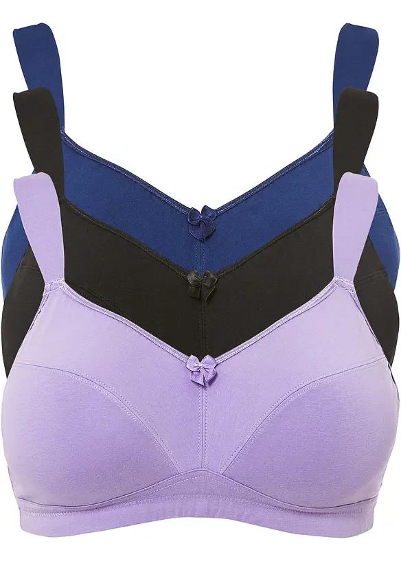 Lot de 3 soutiens-gorge coton sans armatures, bonprix