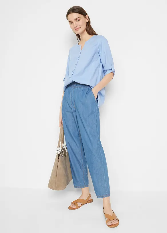 Chemisier en lin mélangé, manches 3/4, bonprix