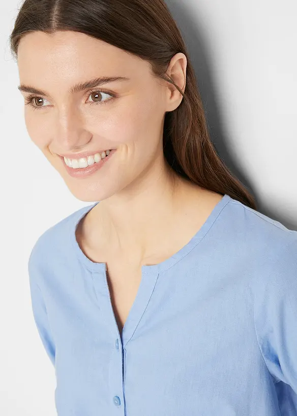 Chemisier en lin mélangé, manches 3/4, bonprix