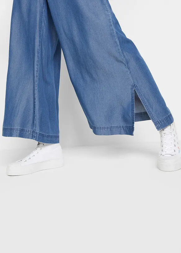 Pantalon palazzo, bas de jambes fendus, longueur 7/8, bonprix