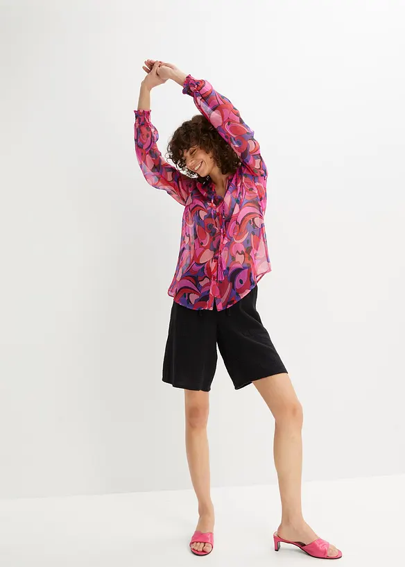 Bermuda en gaze de coton avec taille &eacute;lastiqu&eacute;e, bonprix