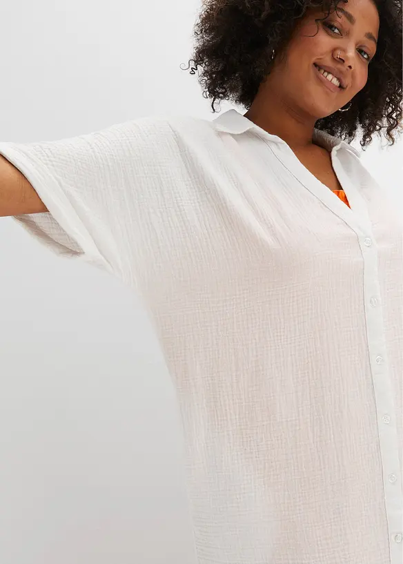 Chemisier long oversize en gaze de coton, bonprix