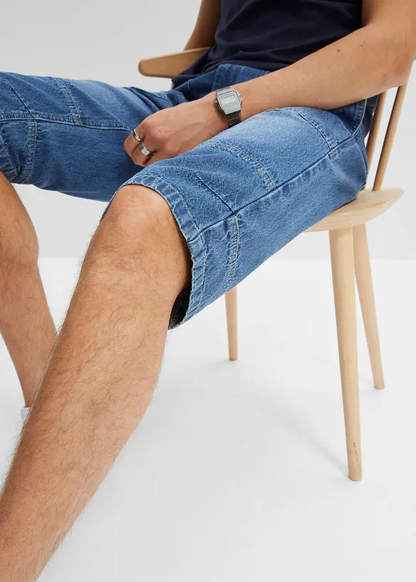 Bermuda long et léger en jean taille extensible, relaxed, bonprix