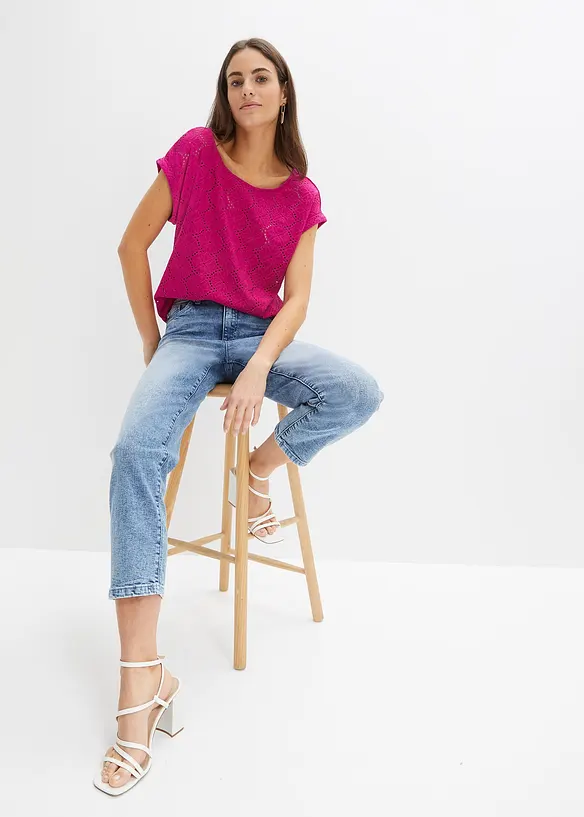 T-shirt en broderie anglaise, bonprix