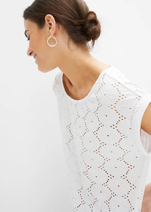 T-shirt en broderie anglaise, bonprix