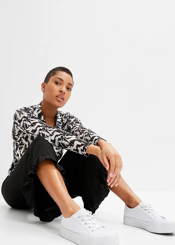 Pantalon jogger en crêpe texturé, bonprix