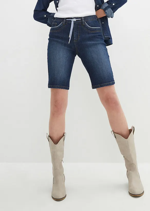 Bermuda en jean, coupe slim, taille mi-haute, bonprix