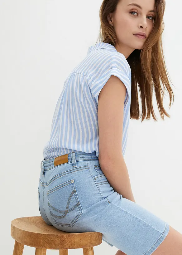 Bermuda en jean, coupe slim, taille mi-haute, bonprix