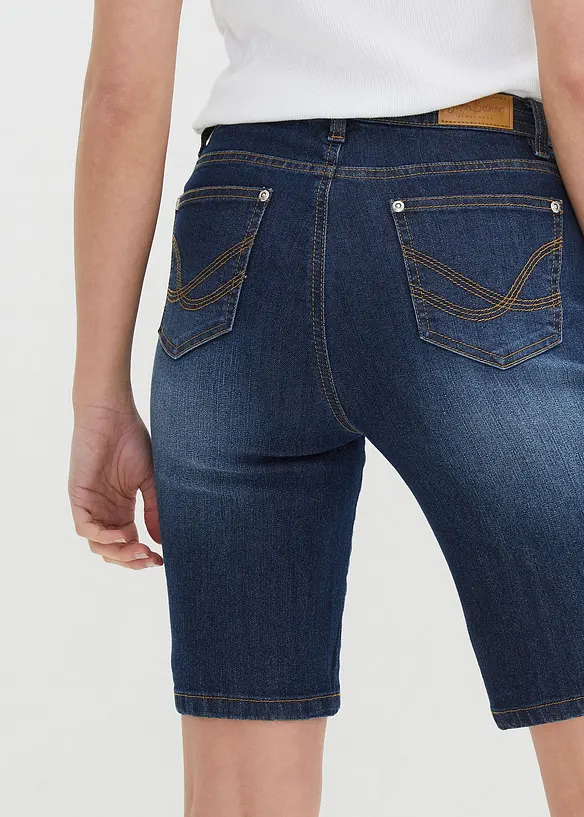 Bermuda en jean, coupe slim, taille mi-haute, bonprix
